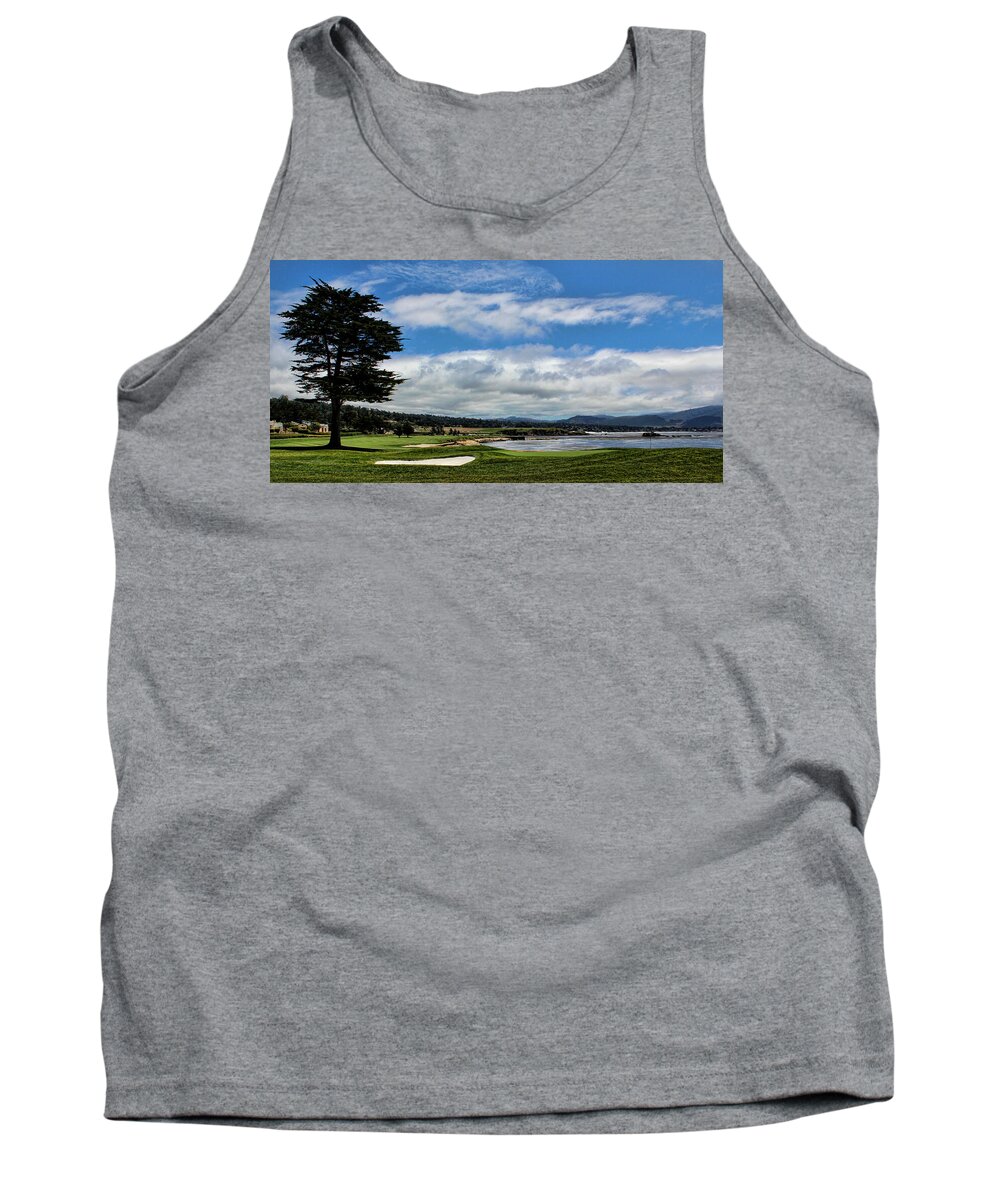 Pebble Beach Tank Top featuring the photograph Pebble Beach - The 18th Hole by Judy Vincent