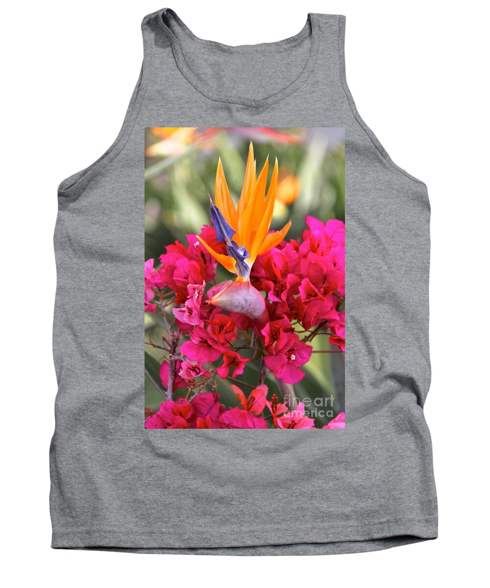 Purple Flowers Tank Top featuring the photograph Peeking Through by Suzanne Oesterling