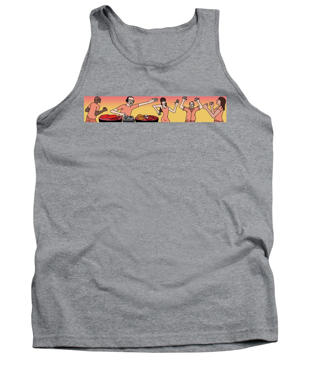 Barebeque Tank Top featuring the digital art People Dancing At A Bbq Where The Grills Resembe by Maximilian Bode