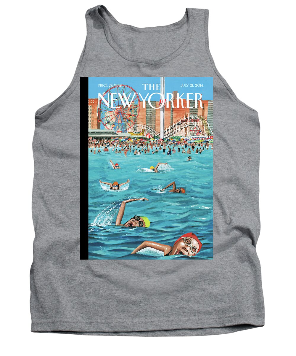Beach Tank Top featuring the painting Coney Island by Mark Ulriksen