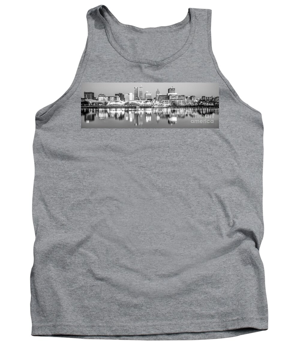 Illinois Tank Top featuring the photograph Peoria Skyline Panorama Black and White Photo by Paul Velgos