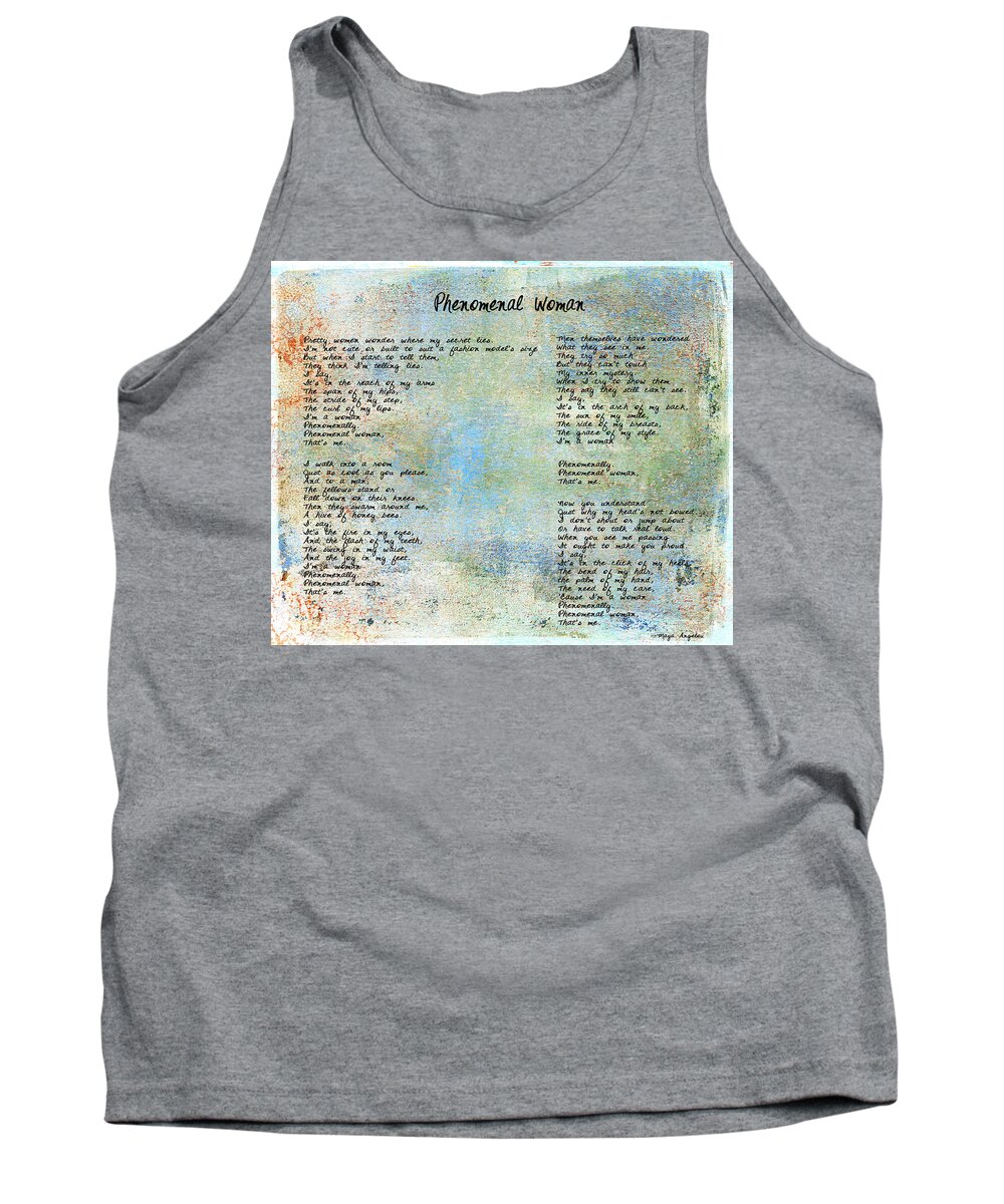 Wright Fine Art Tank Top featuring the digital art Phenomenal Woman - Blue Rustic by Paulette B Wright