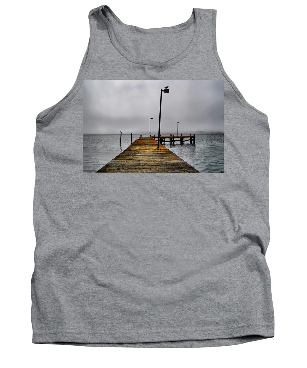 Ocean Tank Top featuring the photograph Pier Into the Fog by Spencer Hughes
