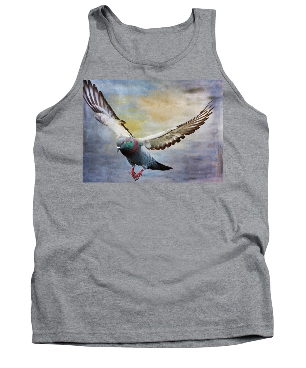 Pigeon Tank Top featuring the photograph Pigeon On Wing by Deborah Benoit