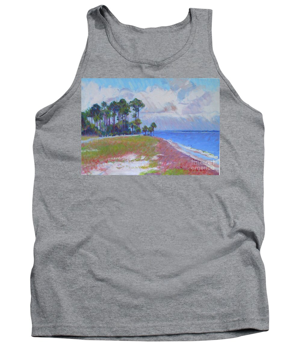 Dune Tank Top featuring the painting Pine Island Beach by Candace Lovely