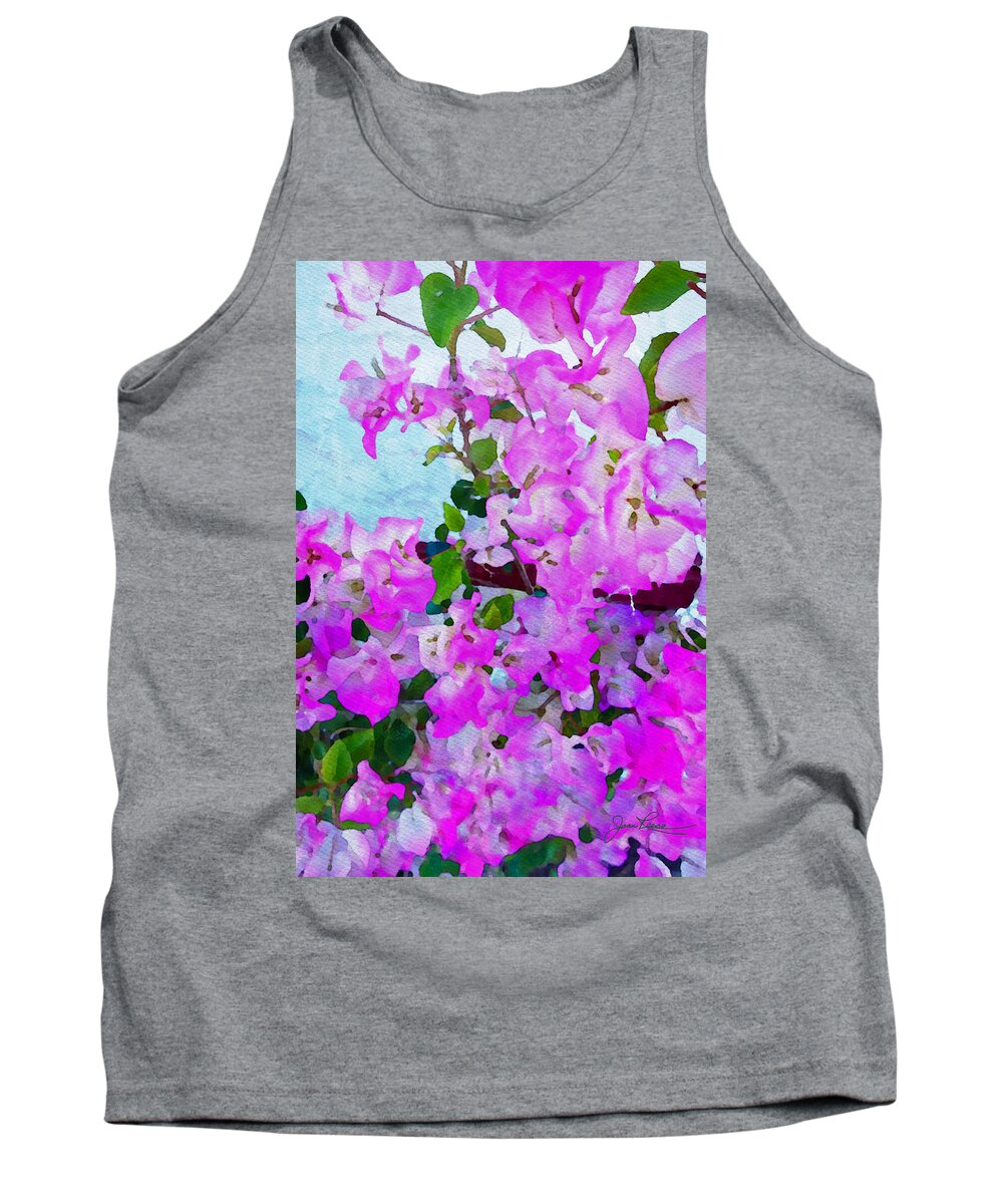 Watercolor Tank Top featuring the painting Pink Flowers by Joan Reese