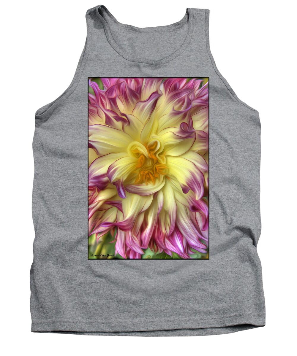 Flower Tank Top featuring the photograph Pink Yellow Dahlia by Erika Fawcett