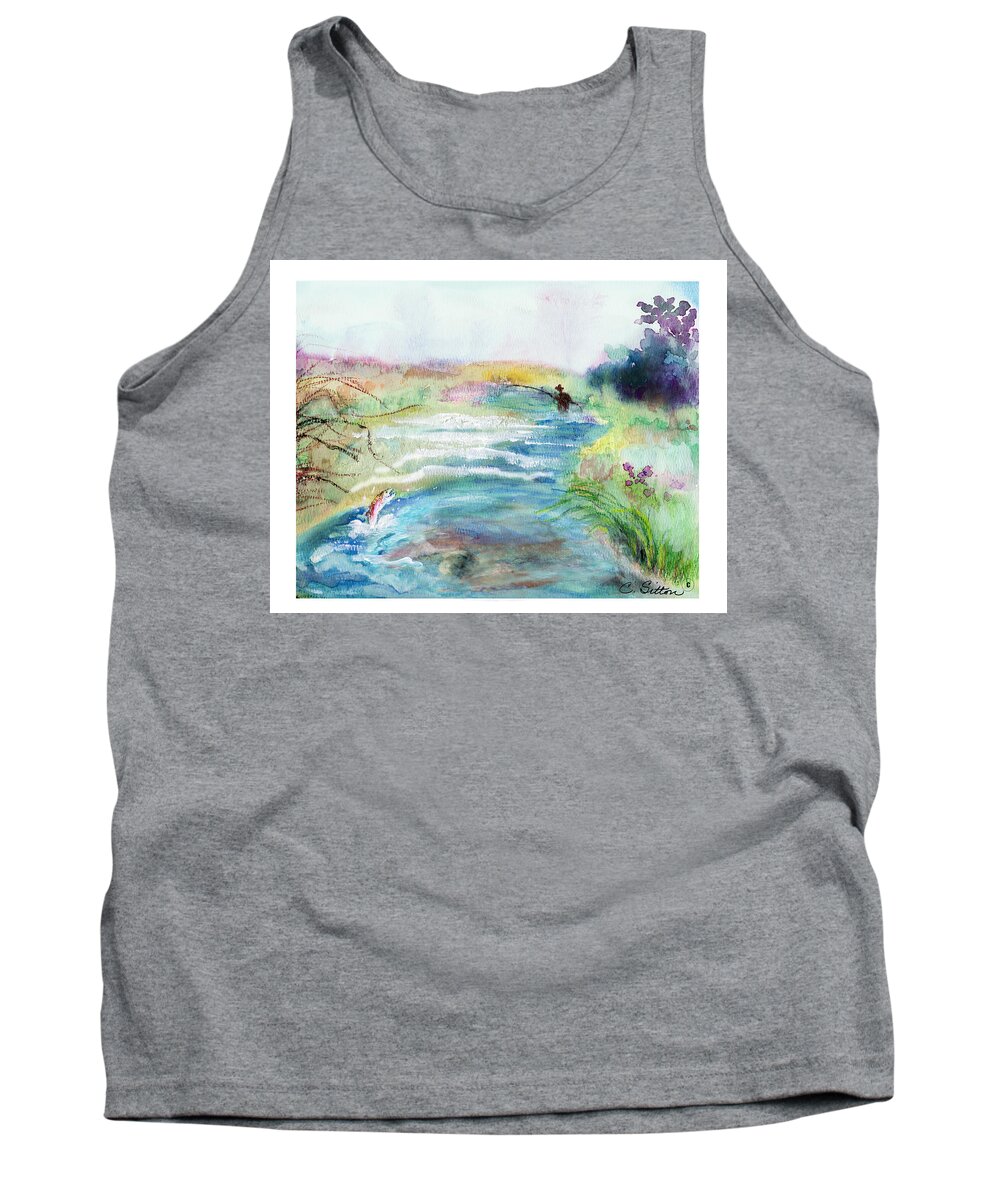 C Sitton Painting Paintings Tank Top featuring the painting Playin' Hooky by C Sitton