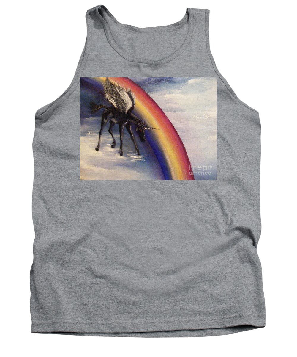 Unicorn Tank Top featuring the painting Playing with Rainbow by Karen Ferrand Carroll