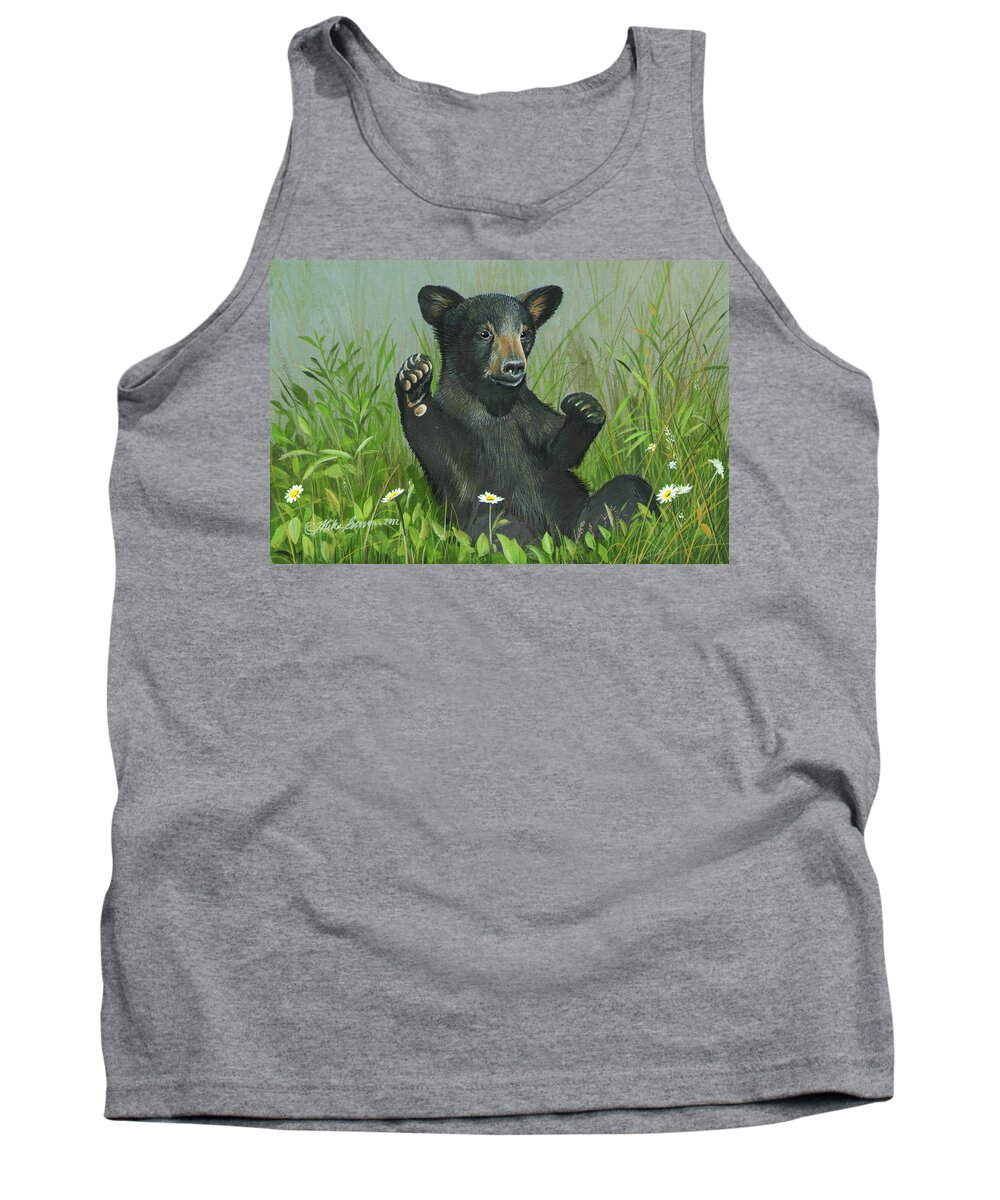 Black Bear Tank Top featuring the painting Playtime by Mike Brown