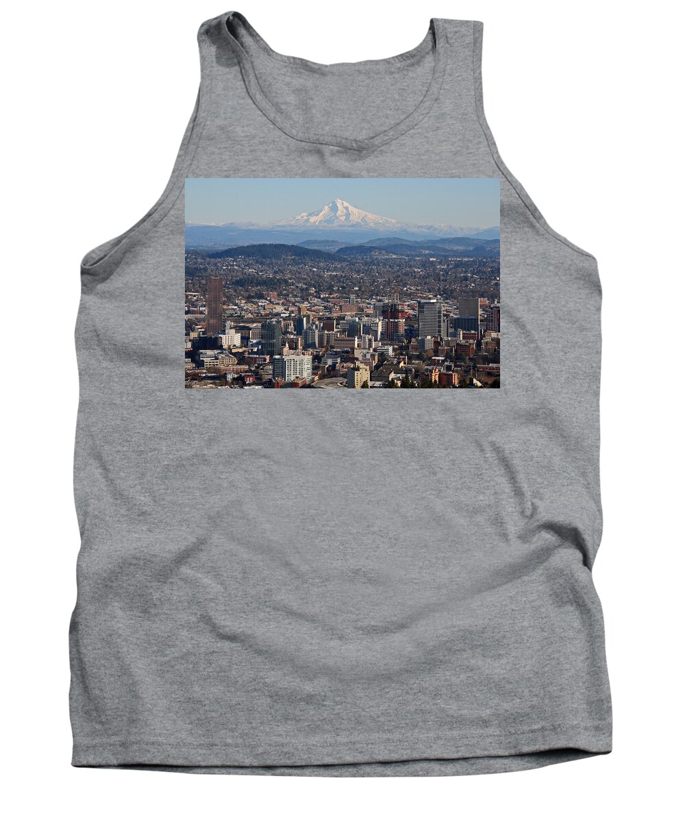 Mt. Hood Tank Top featuring the photograph Portland Oregon and Mt. Hood by Elizabeth Rose