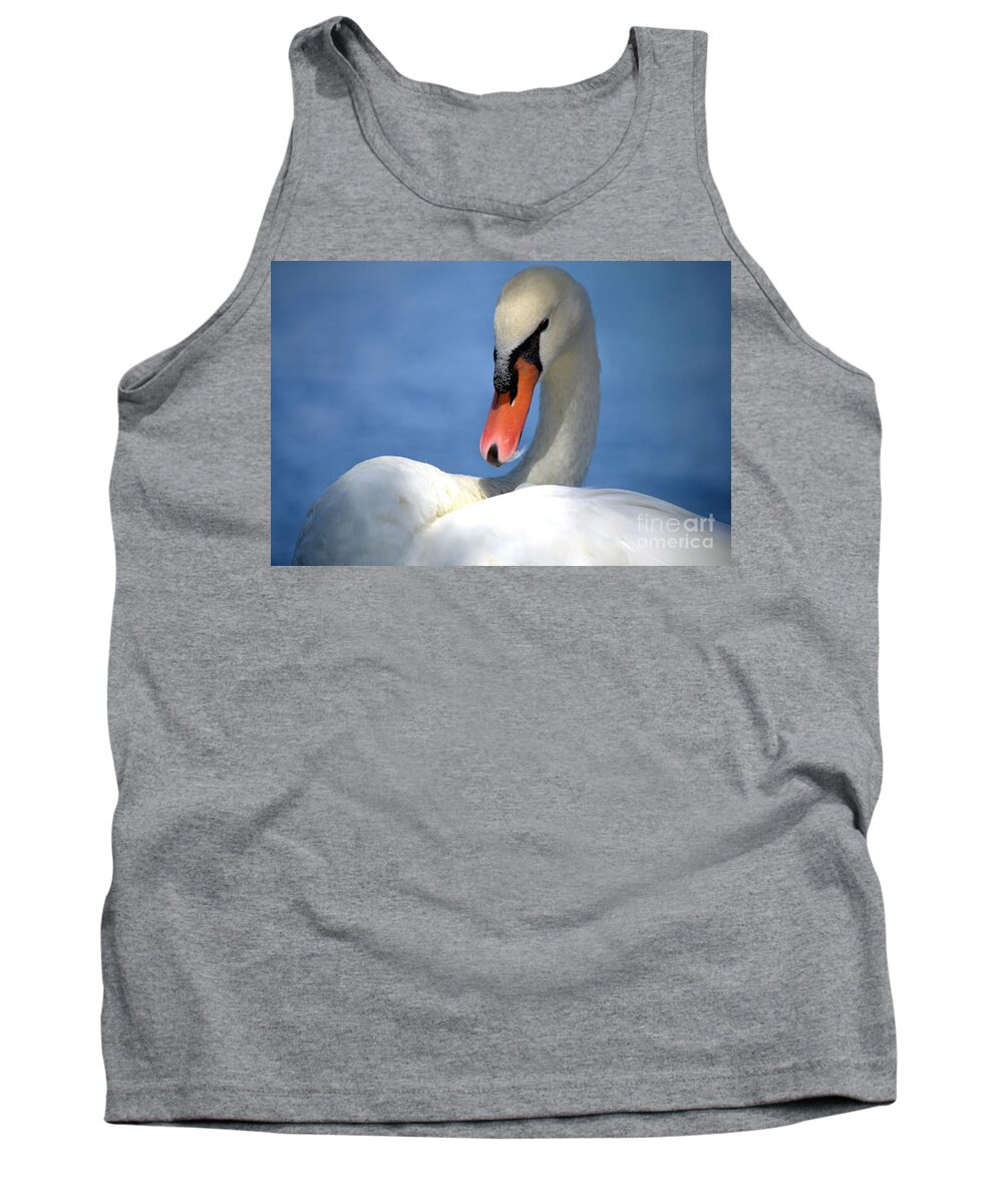 White Swan Tank Top featuring the photograph Preening by Deb Halloran