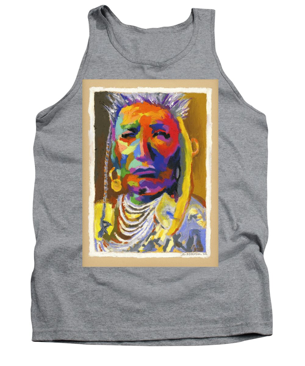 Indian Tank Top featuring the painting Proud Native American by Stephen Anderson