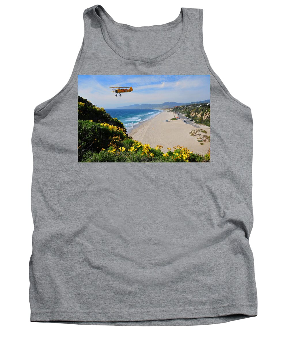 Pt Dume Tank Top featuring the photograph Pt Dume Biplane by Lynn Bauer