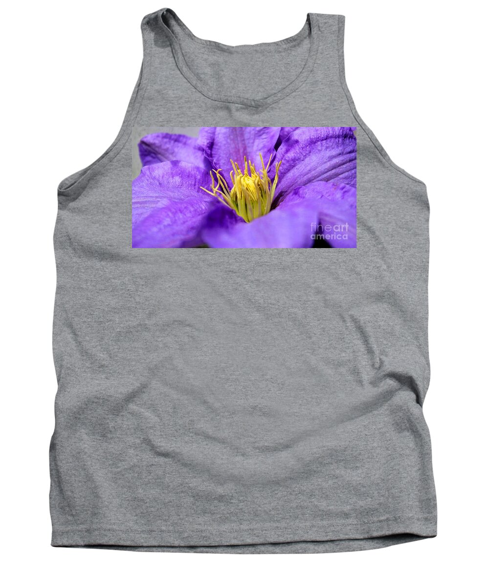 Clematis Tank Top featuring the photograph Purple Elegance by Judy Palkimas