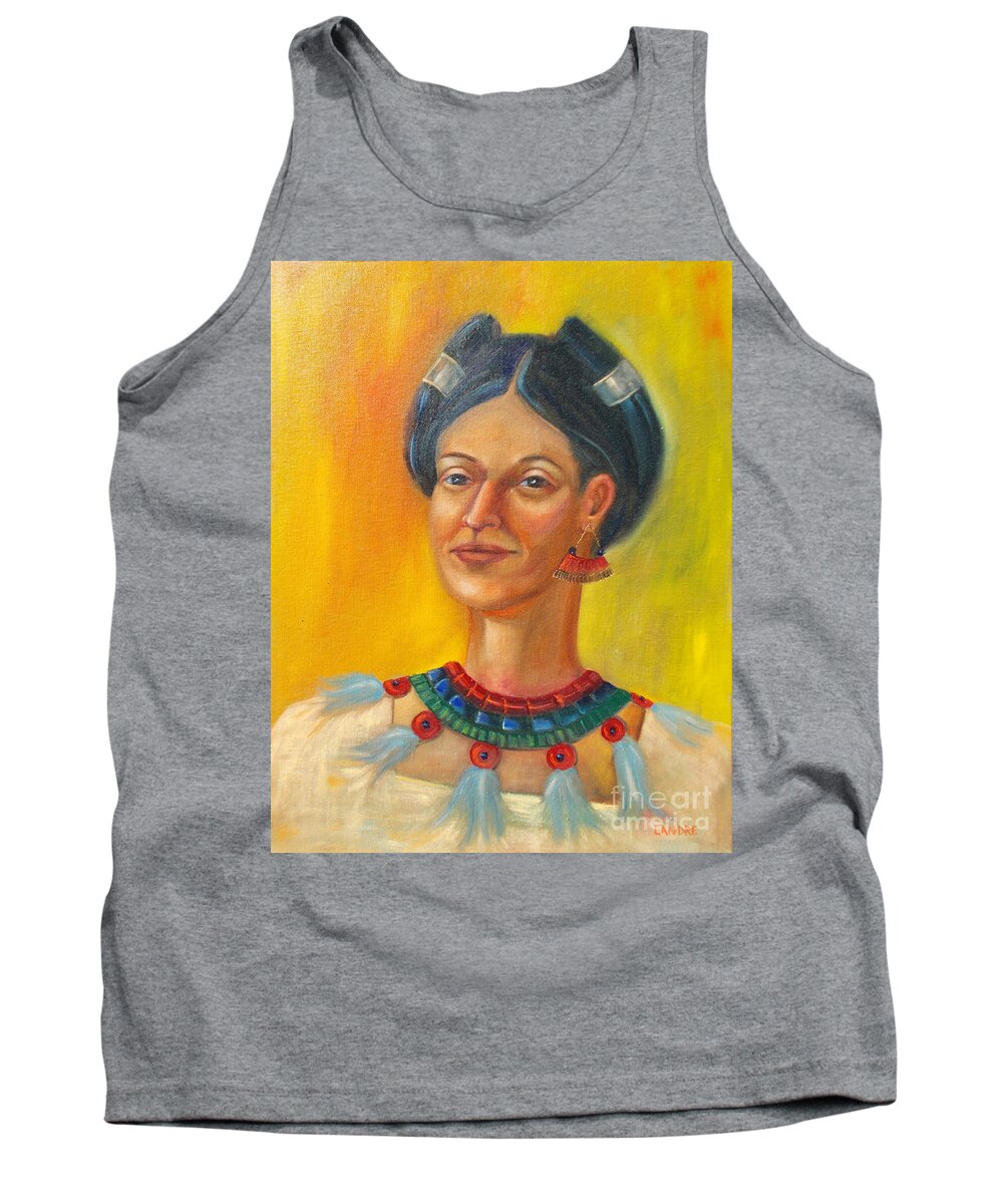 Aztec Tank Top featuring the painting Queen Centehua by Lilibeth Andre