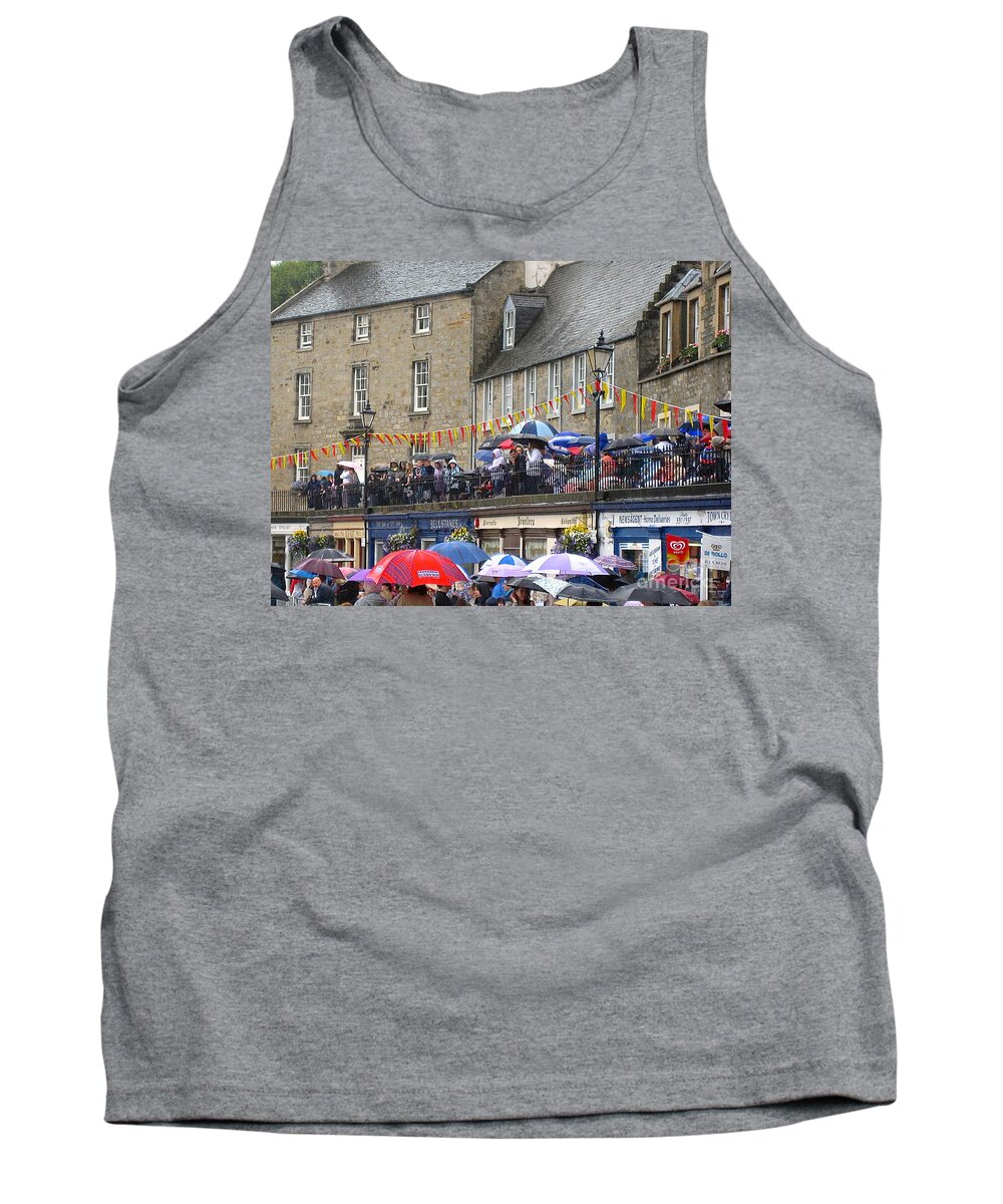 Edinburgh Scotland Tank Top featuring the photograph Rain on the Parade by Suzanne Oesterling