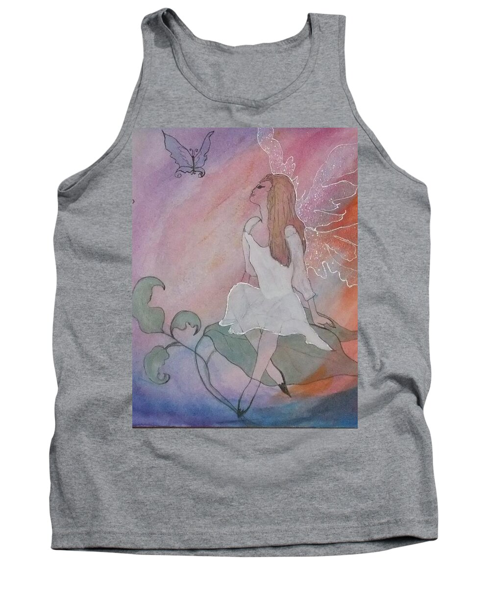 Watercolour Tank Top featuring the painting Rainbow Butterfly Fairy by Lynne McQueen