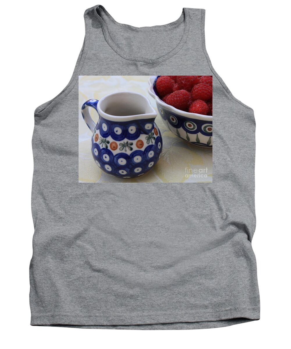 Raspberries Tank Top featuring the photograph Raspberries with Cream by Carol Groenen