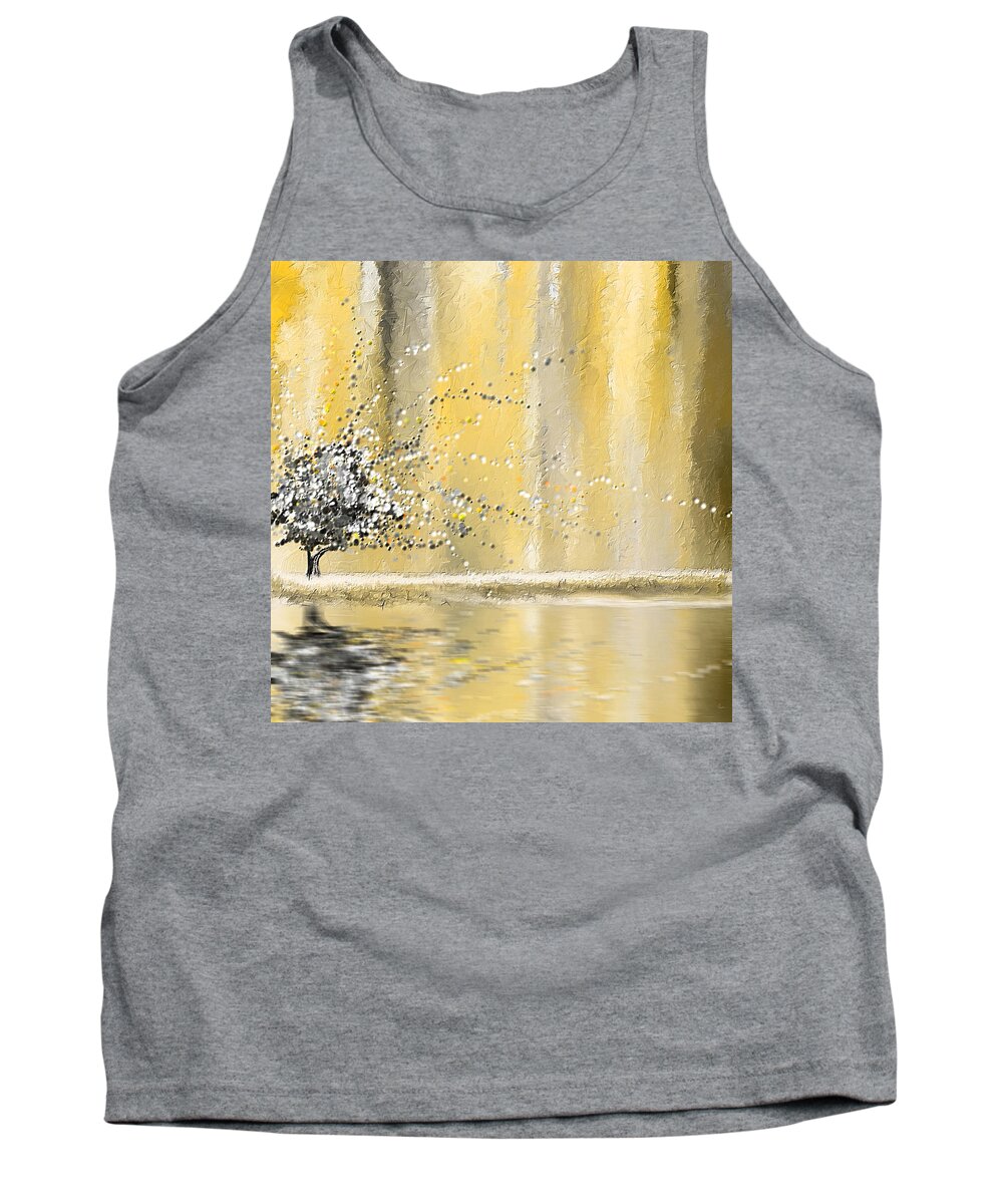 Yellow Tank Top featuring the painting Reawakening by Lourry Legarde