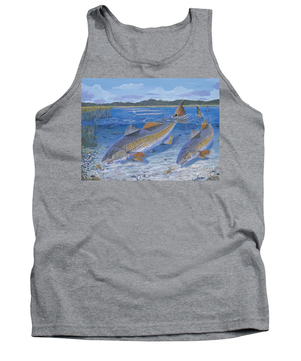 Redfish Tank Top featuring the painting Red Creek In0010 by Carey Chen