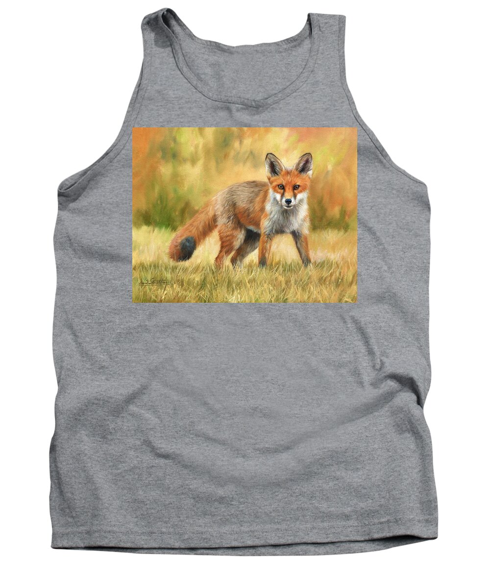 Fox Tank Top featuring the painting Red Fox by David Stribbling