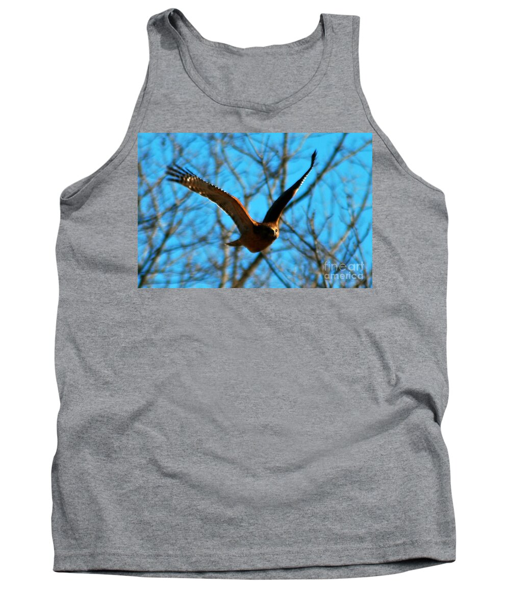 Raptors Tank Top featuring the photograph Red Tail Hawk in Flight by Peggy Franz