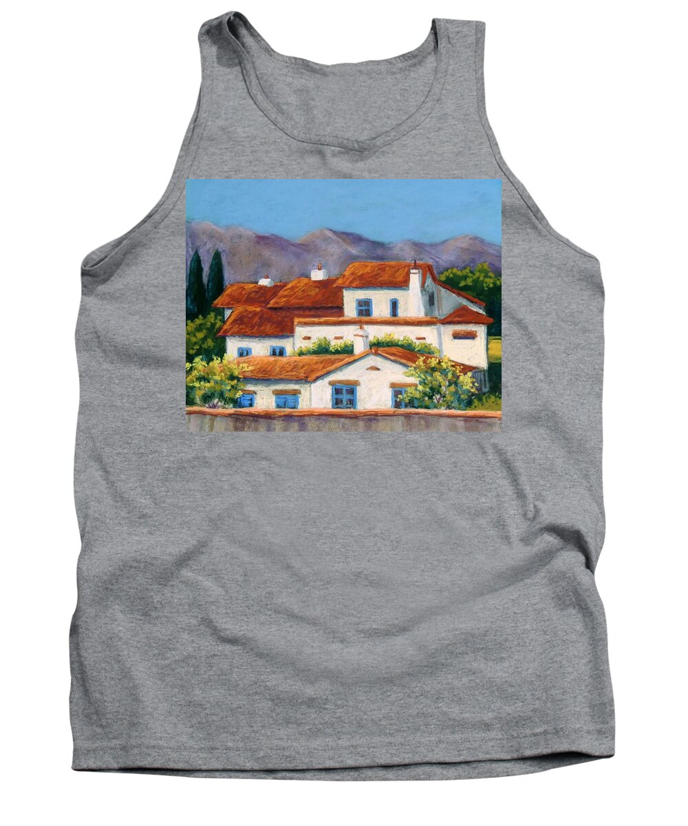 Spanish Buildings Tank Top featuring the pastel Red Tile Roofs by Candy Mayer
