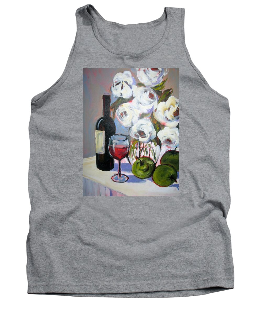 Wine Tank Top featuring the painting Red Wine Green Apples by Gloria Avner