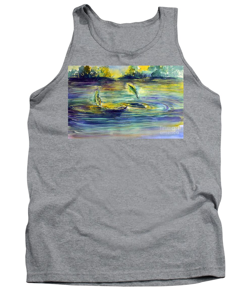 Ripples Tank Top featuring the painting Reflective Ripples by Allison Ashton