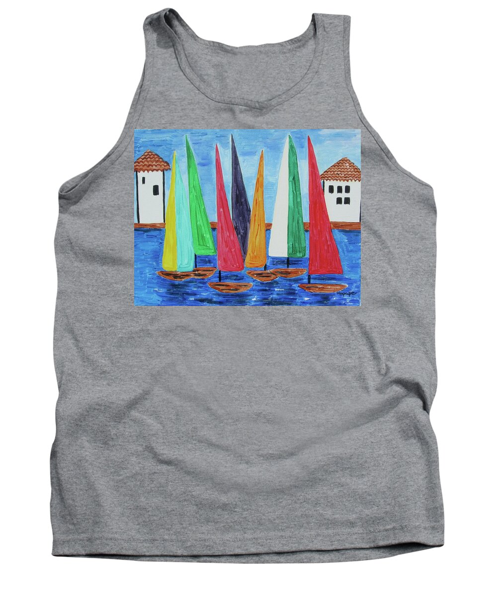 Sailboat Race Tank Top featuring the painting Regatta by Diane Pape