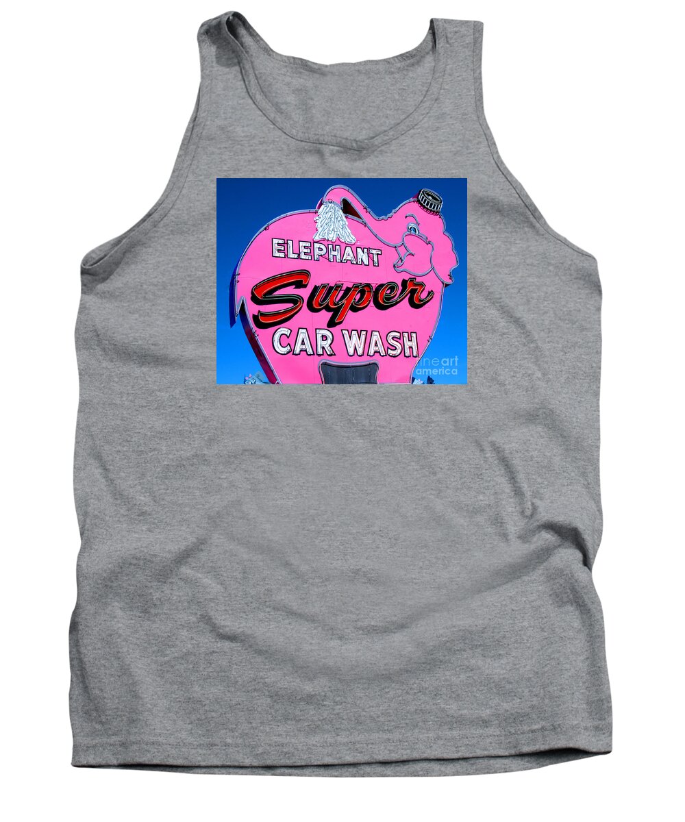 Elephant Tank Top featuring the photograph Elephant Super Car Wash Sign Seattle Washington by Tap On Photo