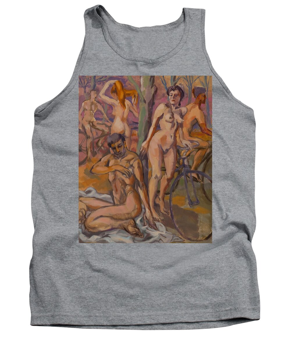 Rest Tank Top featuring the painting Rest break among rhododendrons by Peregrine Roskilly