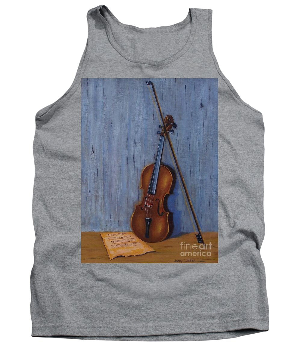 Still Life Tank Top featuring the painting Resting Violin by Jerry Walker