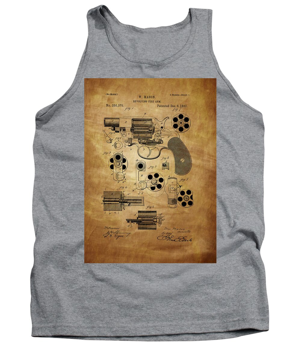 Revolver Tank Top featuring the photograph Revolving Fire Arm Patent 1881 by Chris Smith