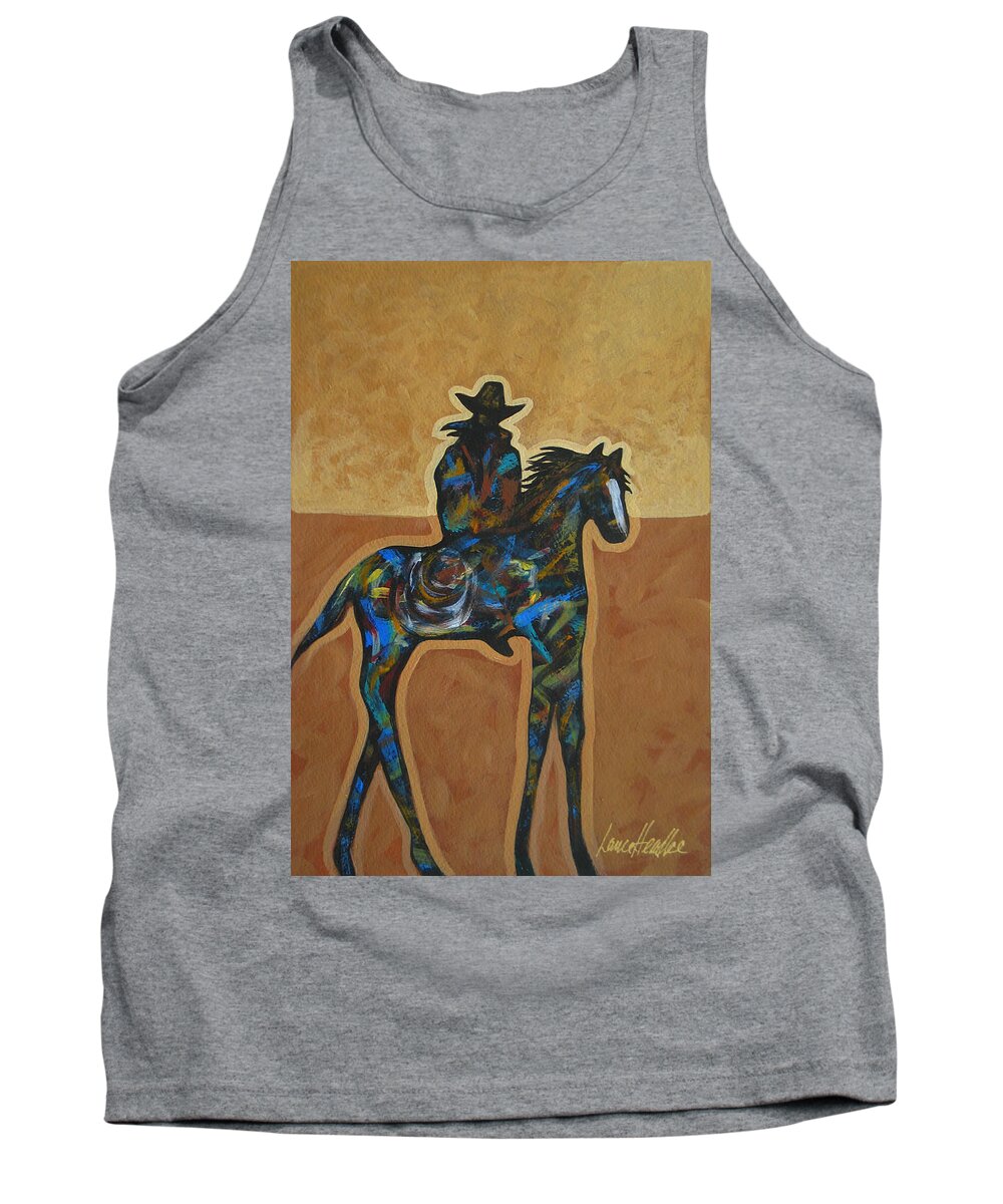 New West Tank Top featuring the painting Riding Solo by Lance Headlee