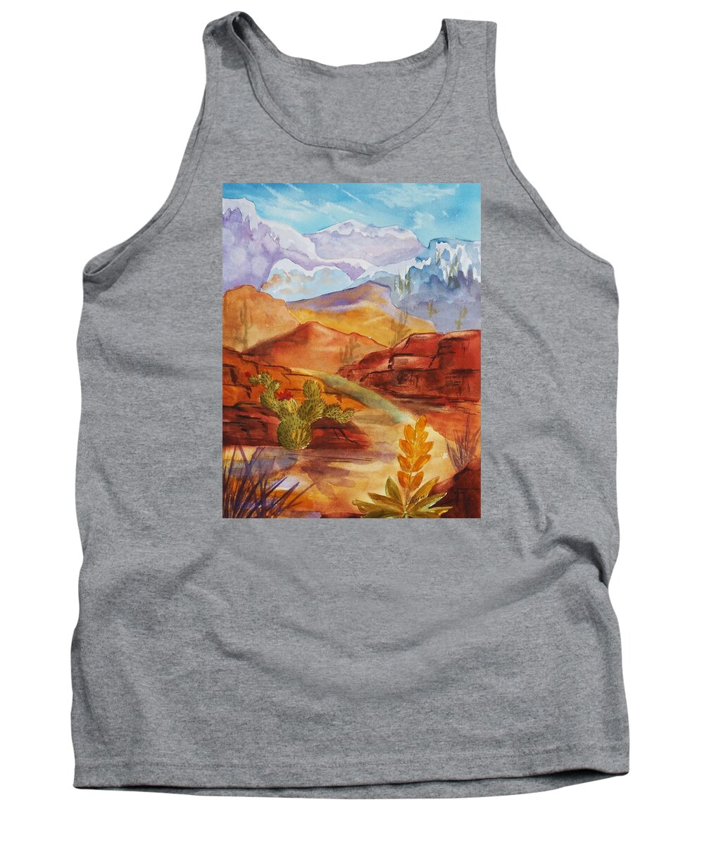 Mountains Tank Top featuring the painting Road to Nowhere by Ellen Levinson