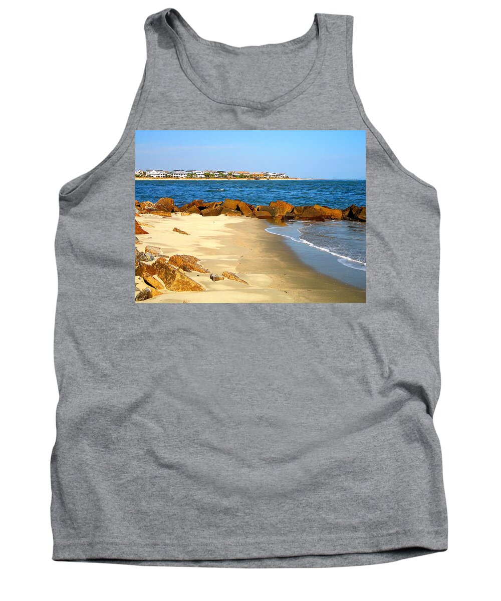 Beach Tank Top featuring the photograph Rocky Beach by Jan Marvin by Jan Marvin