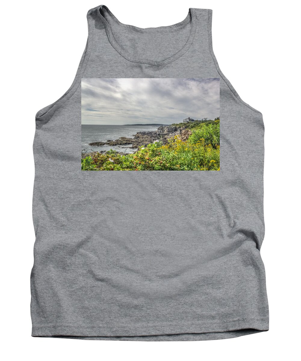 Maine Tank Top featuring the photograph Rocky Maine shoreline by Jane Luxton
