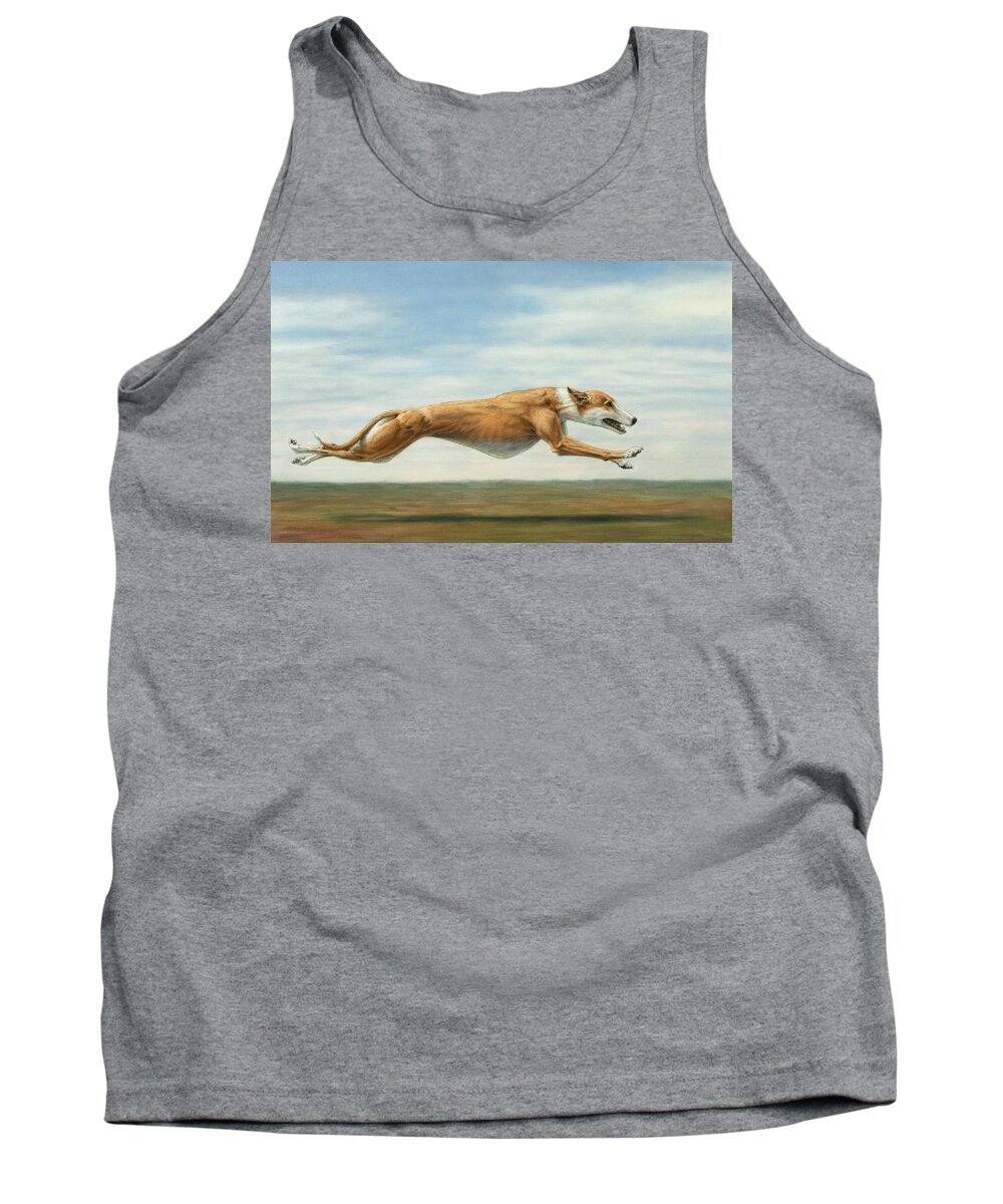 Greyhound Tank Top featuring the painting Running Free by James W Johnson
