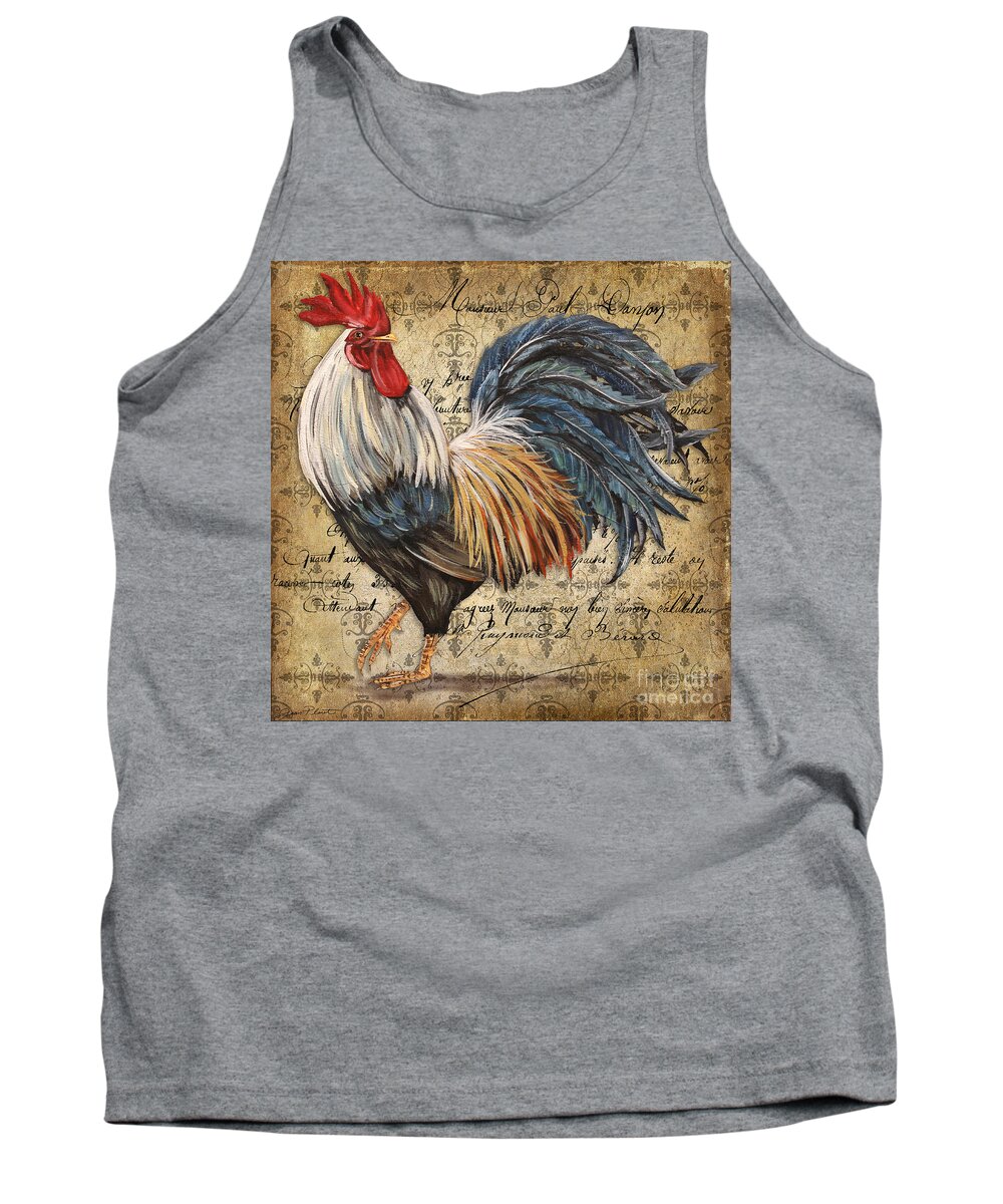 Acrylic Painting Tank Top featuring the painting Rustic Rooster-JP2119 by Jean Plout