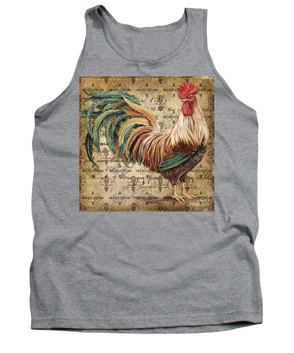 Acrylic Painting Tank Top featuring the painting Rustic Rooster-JP2120 by Jean Plout