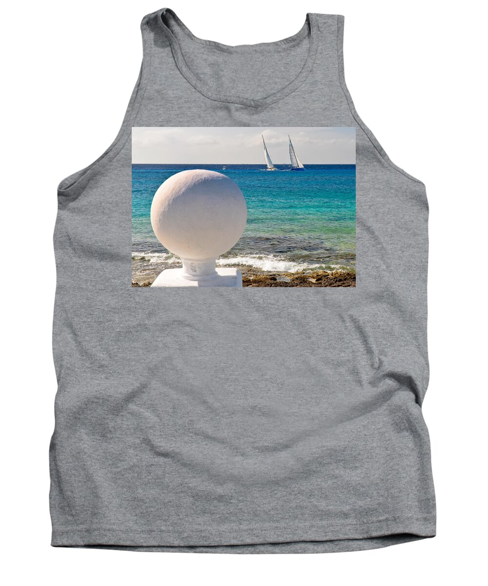Cozumel Tank Top featuring the photograph Sailboats Racing in Cozumel by Mitchell R Grosky