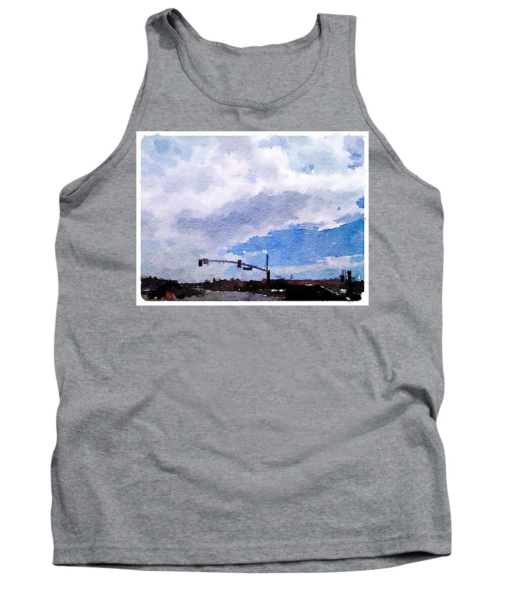 Waterlogue Tank Top featuring the digital art San Benito Sky by Shannon Grissom