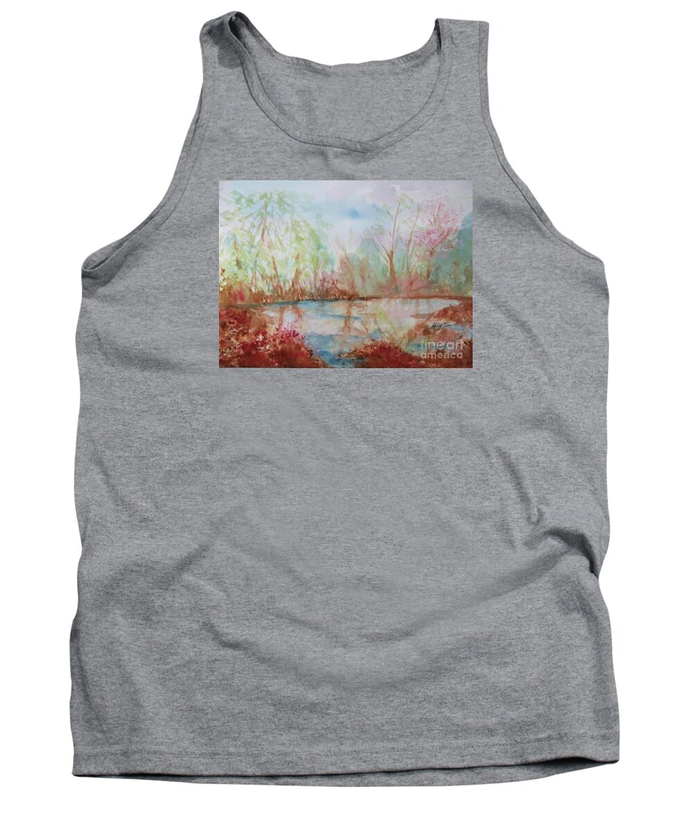 Landscape Tank Top featuring the painting Sanctuary by Ellen Levinson