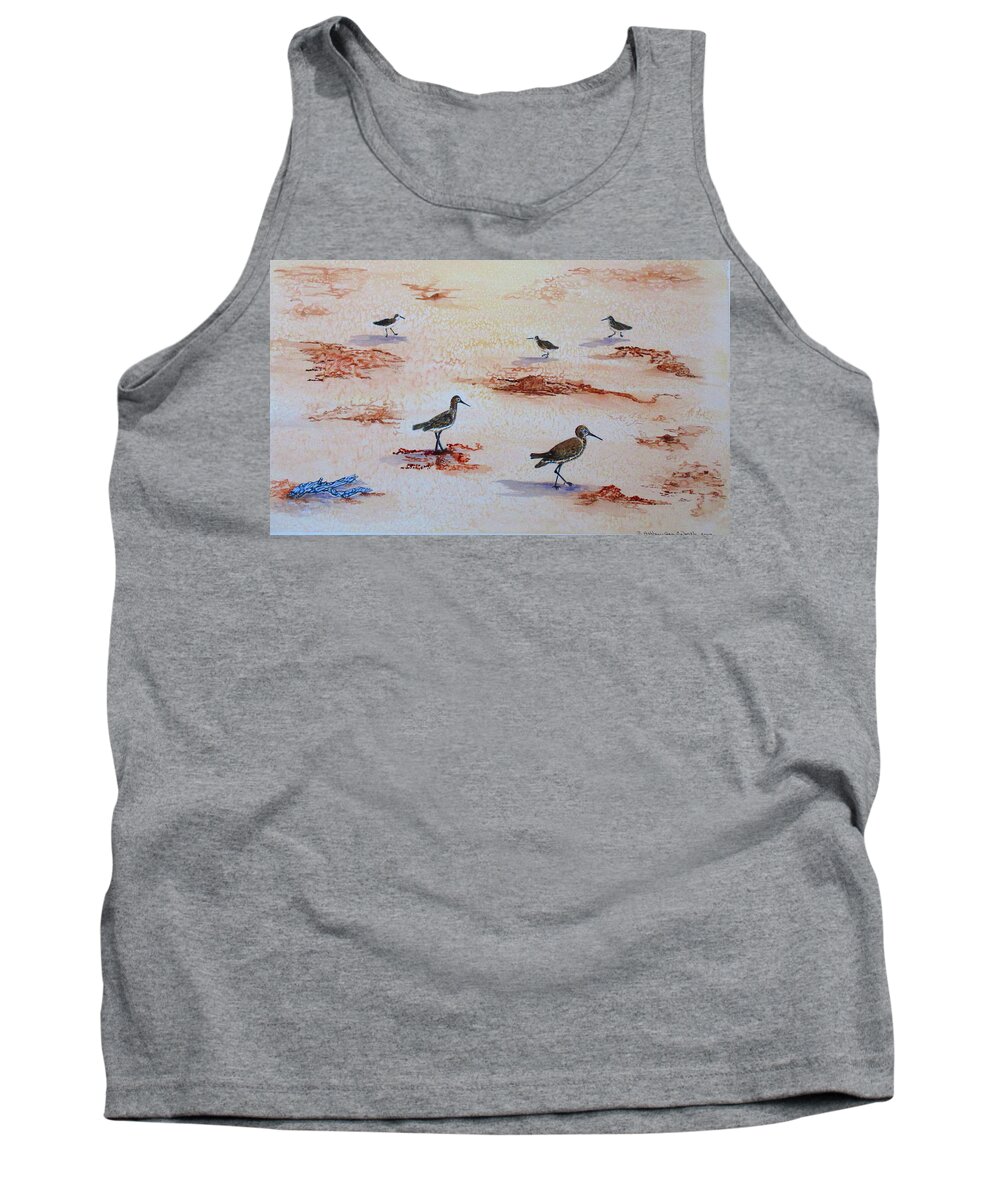 Art Tank Top featuring the painting Sandpipers on Sanibel by Ashley Goforth