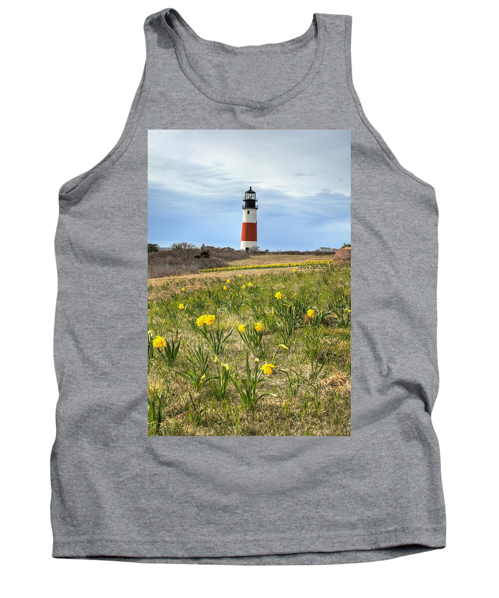Lighthouse Tank Top featuring the photograph Sankaty Lighthouse Nantucket by Donna Doherty