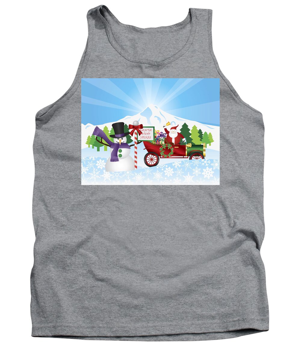 Santa Claus Tank Top featuring the photograph Santa on Vintage Car With Snow Scene by Jit Lim
