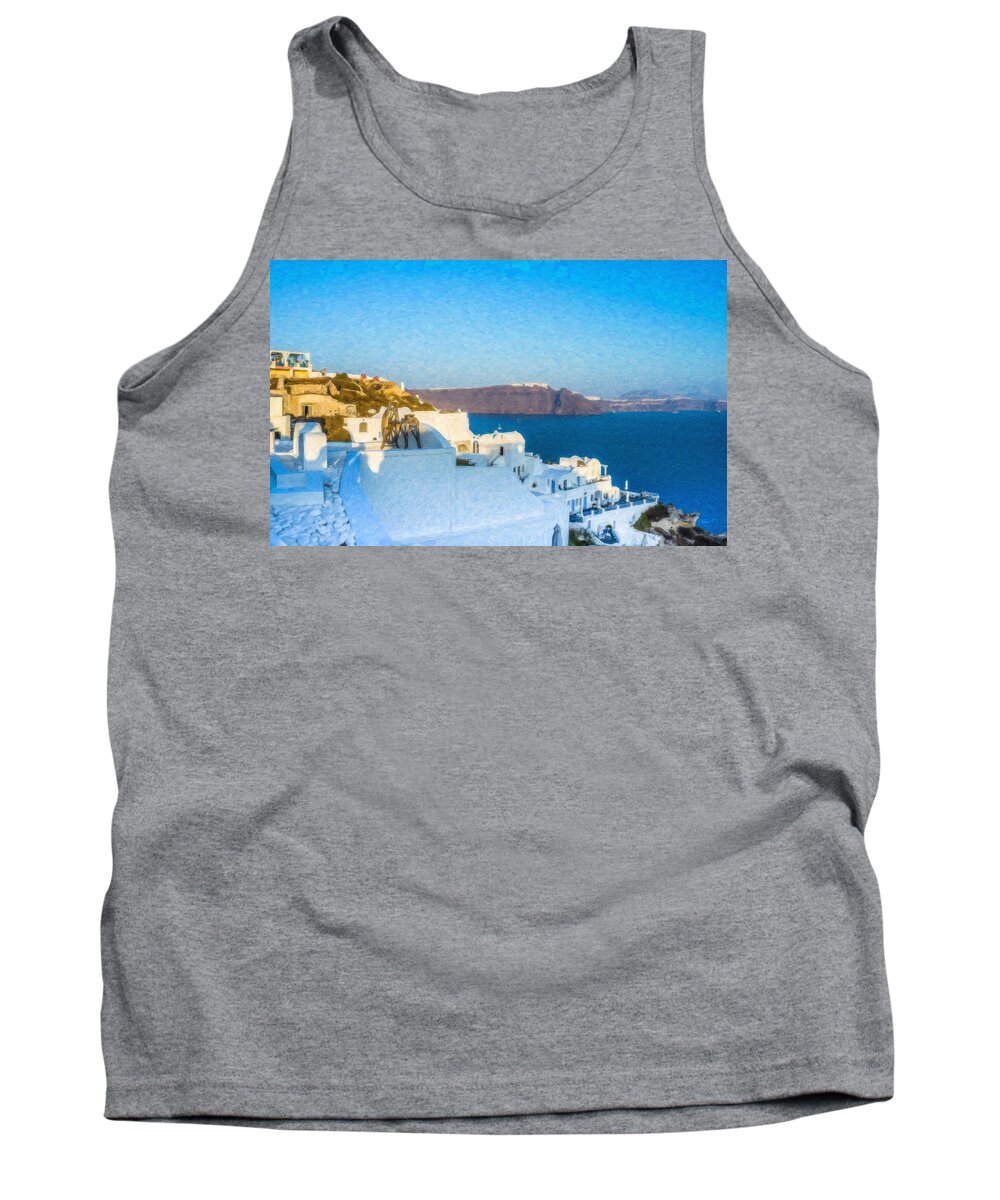 Oia Tank Top featuring the painting Santorini Grk4163 by Dean Wittle