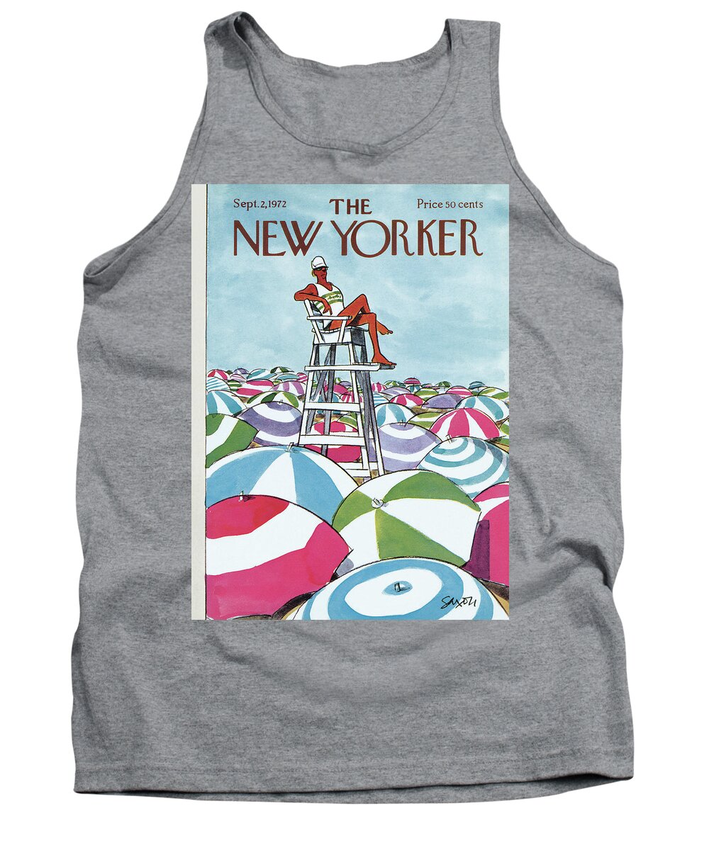 Charles Saxon Tank Top featuring the painting Sea Of Umbrellas by Charles Saxon